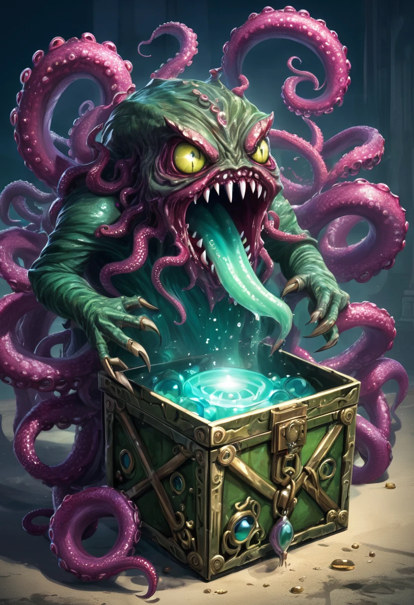 Scary box monster,Jewelry Greedy Human,Devouring humans,Tentacle movement