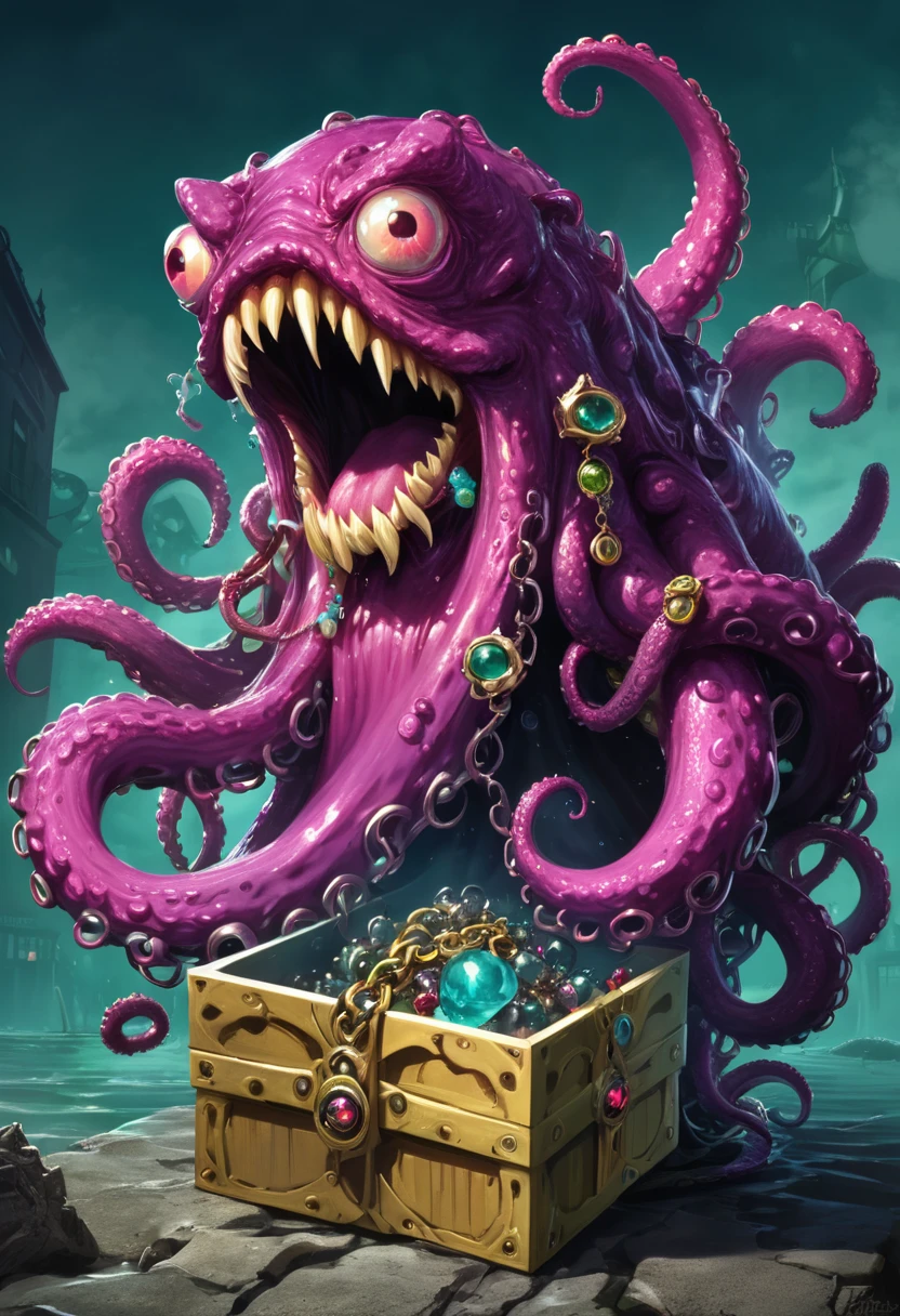 Scary box monster,Jewelry Greedy Human,Devouring humans,Tentacle movement