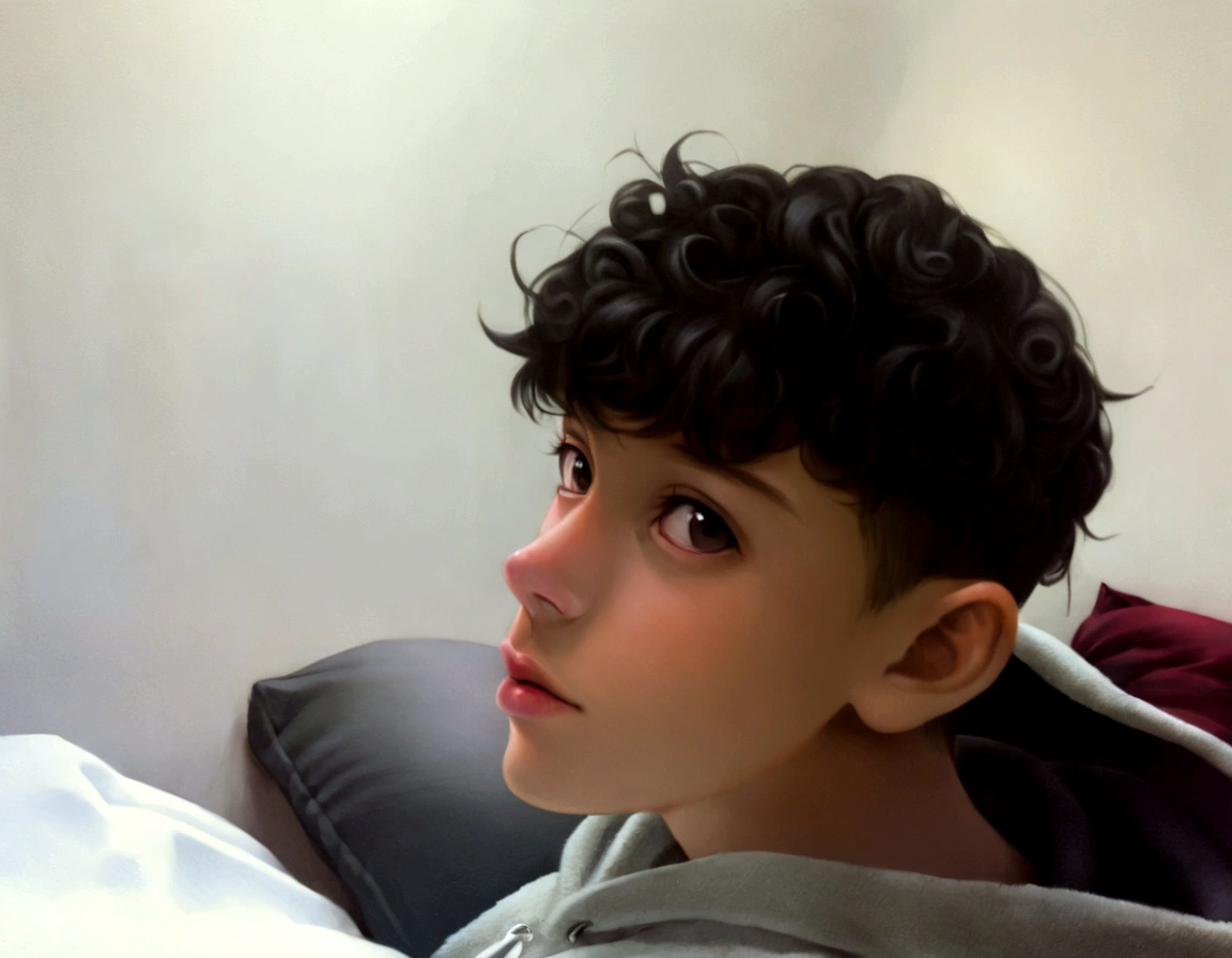 there is a young man in a hoodie sitting on a bed, headshot profile picture, 18 years, half body headshot, , around 19 years, tommy 16 years oldhe early 2020s, Riyahd Cassiem, profile picture, profile picture, curls on the top of your head
