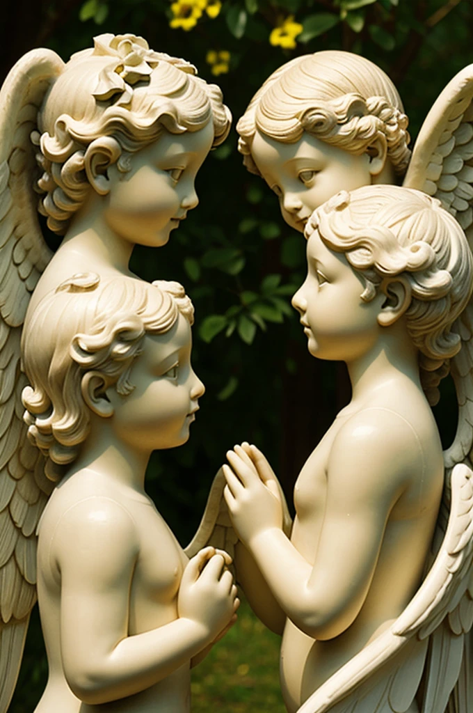 Cherub angels looking to the same side 