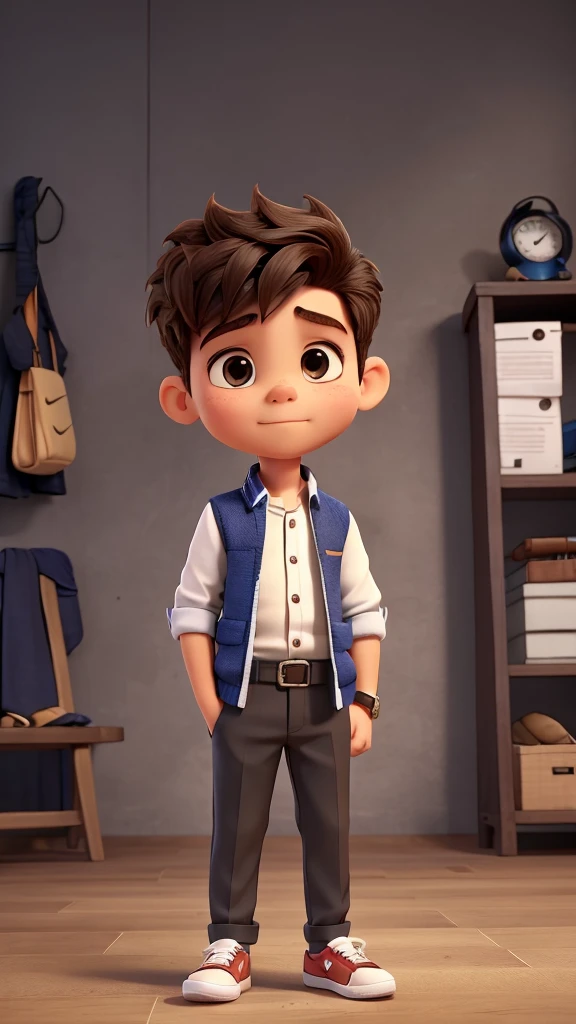 A small boy ,5 feet ,handsome, stylish clothes,smart watch, nike shoes, stylish hair cutting