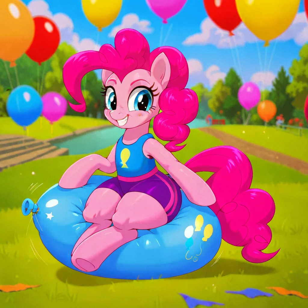 cinematic film still score_9, score_8_up, score_7_up, score_6_up, score_5_up, score_4_up, Digital art, cute, 
Pinkie Pie, earth pony, muscular, smirking, feral,
rating_questionable,
meadow, 
(balloon fetish, looner, sitting on a balloon, balloon sitting:1.2), 
(detailed balloon, one balloon, sitpop:1.3), 
thick thighs, balloon fetish, sitting on a balloon, one balloon, too heavy,
(tied balloon, tight balloon, necked balloon:1.2), 
foreshortening, depth of field, motion lines, 
emphasis lines, impact emanata,
screencap,  . shallow depth of field, vignette, highly detailed, high budget, bokeh, cinemascope, moody, epic, gorgeous, film grain, grainy
