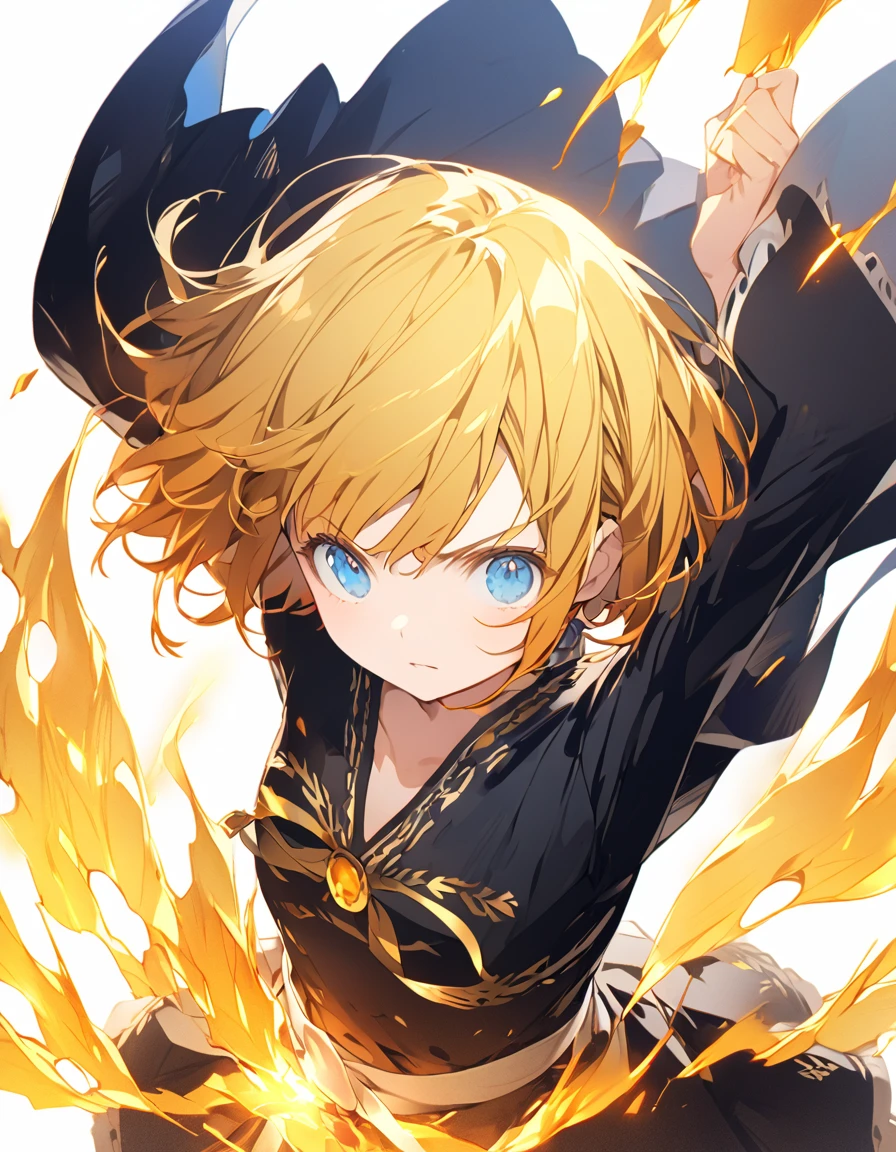 傑作
A girl fighting with golden flames (Short Bob Hair:1.4),(blue eyes)Golden flames all over