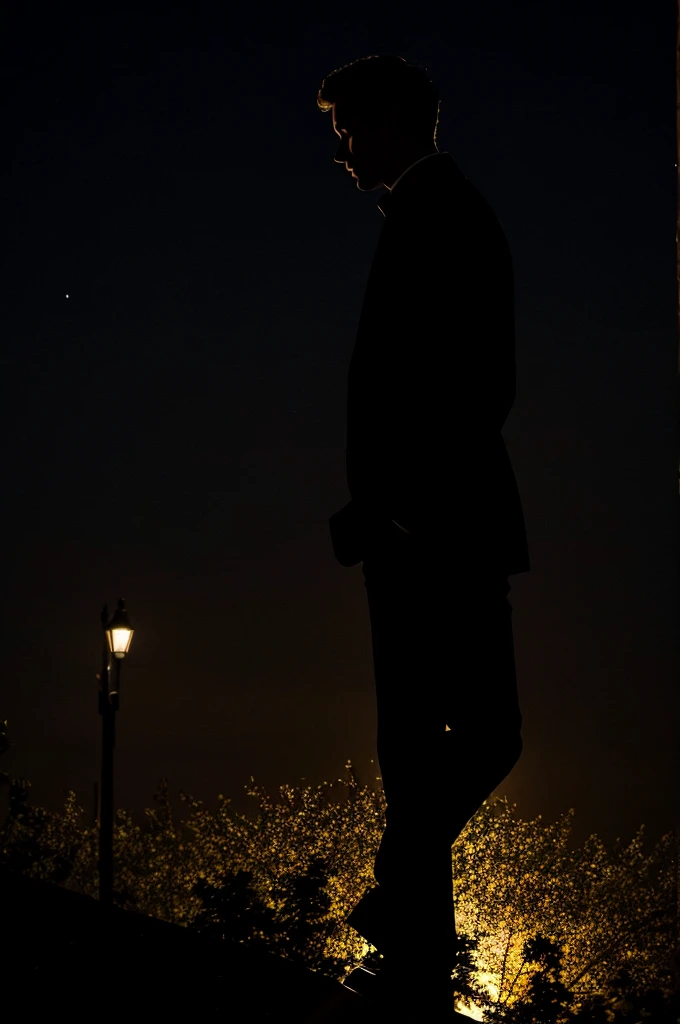 Silhouette of a man looking at the night 