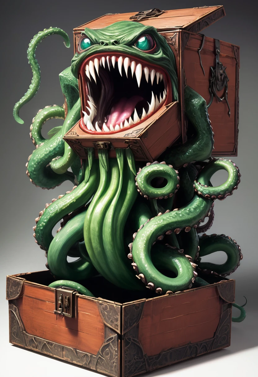 Scary box monster,Box Monster,Boxes with fangs,Jewelry,Devouring humans,Tentacle movement