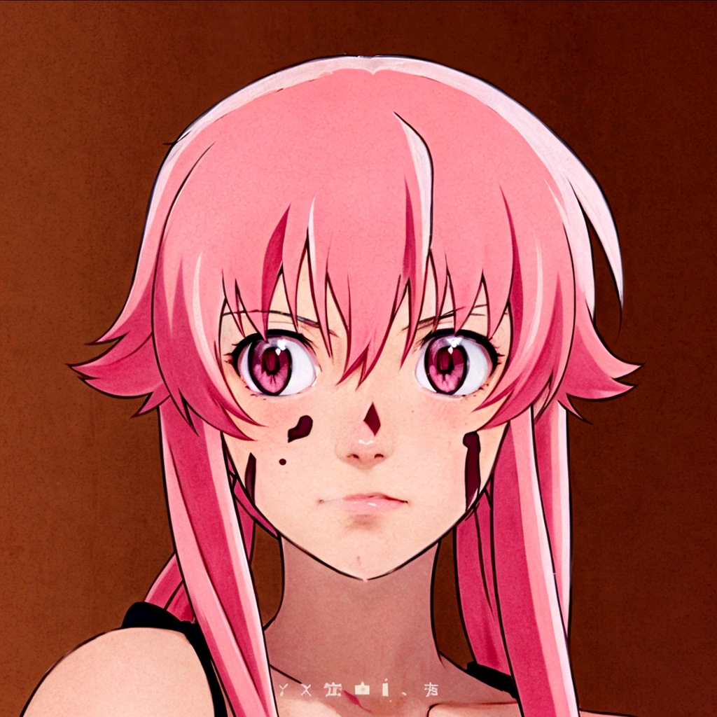 anime girl with rosa hair and rosa eyes staring at the camera, Mirai Nikki, Chica anime llamada Gasai Yuno, Gasai Yuno, Gasai Yuno, ((rosa)), as an cartoon character, in an anime style, cartoon character, in the art style of 2000s anime, hyperrealistic anime style, Gapmoe Yandere, rosa twintail hair and cyan eyes