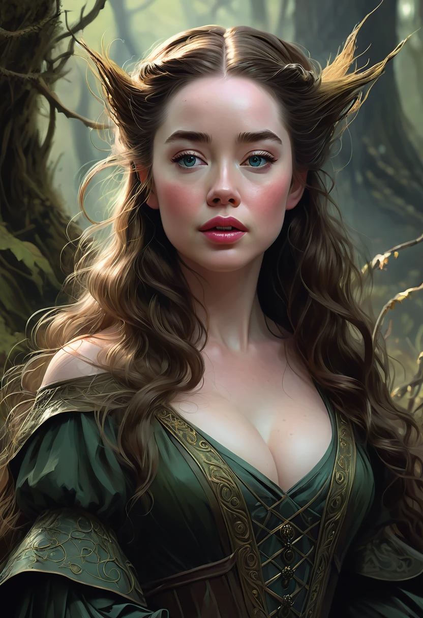 A Bog Witch. Anna Popplewell. Official Art, Award Winning Digital Painting, Digital Illustration, Extreme Detail, 4k, Ultra Hd, Rococo, Polished, Intricate, Realistic Fantasy Art, Sharp Focus, Concept Art, Art By Wlop, Artgerm, (2d Vector Illustration)