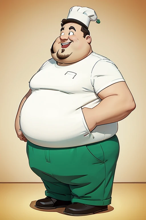 Fat man ready to cook cartoon logo
