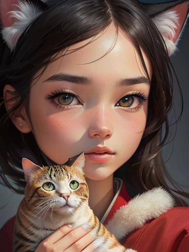 cartoon drawing of a girl with a cat in her arms, an expressive digital painting, cartoon digital painting, took on ipad, inspired by Nara Yoshitomo, expressive digital painting, a digital painting, digital painted, detailed big eyes, # 1 digital painting of all time, #1 digital painting of all time, creepy , digital paining, closeup character portrait keane big eye 60s 70s kitsch