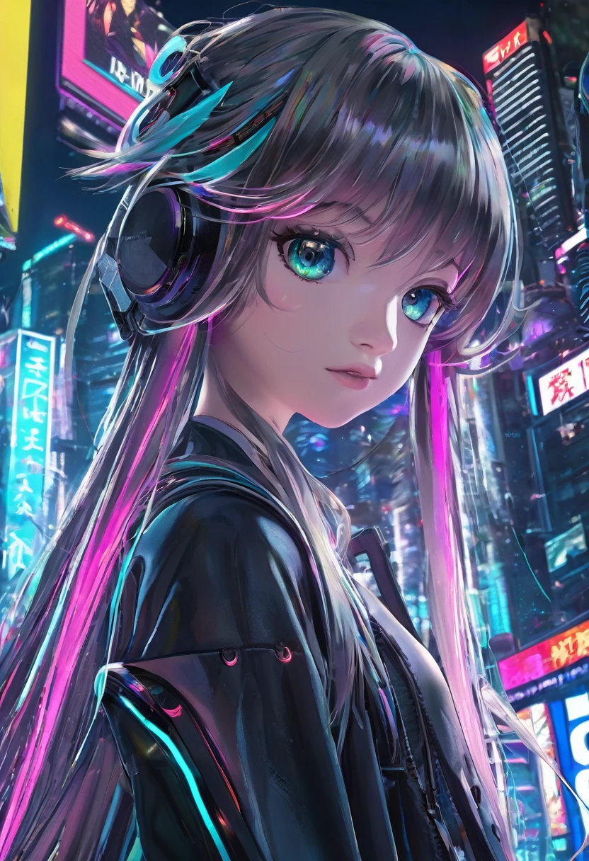 1girl, hatsune miku, black tape project, dutch angle, detailed hair, detailed facial features, detailed eyes, detailed lips, intricate hairstyle, long flowing hair, cyberpunk, neon lights, glowing neon, dark futuristic city, moody lighting, cinematic composition, dynamic camera angle, high contrast, vivid colors, (best quality,4k,8k,highres,masterpiece:1.2),ultra-detailed,(realistic,photorealistic,photo-realistic:1.37) , NSFW.