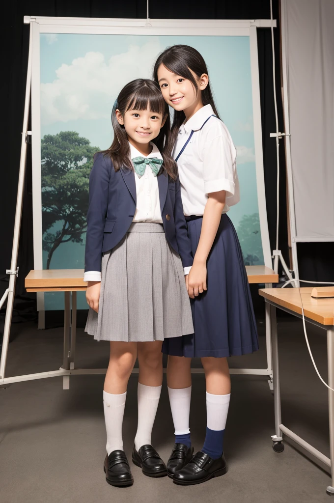Highest quality Japan Primary school students woman Are standing In the photo studio