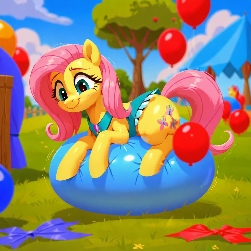 cinematic film still score_9, score_8_up, score_7_up, score_6_up, score_5_up, score_4_up, Digital art, cute,
Fluttershy, earth pony, muscular, smirking, feral,
rating_questionable,
meadow,
(balloon fetish, looner, sitting on a balloon, balloon sitting:1.2),
(detailed balloon, one balloon, sitpop:1.3),
thick thighs, balloon fetish, sitting on a balloon, one balloon, too heavy,
(tied balloon, tight balloon, necked balloon:1.2),
foreshortening, depth of field, motion lines,
emphasis lines, impact emanata,
screencap, . shallow depth of field, vignette, highly detailed, high budget, bokeh, cinemascope, moody, epic, gorgeous, film grain, grainy