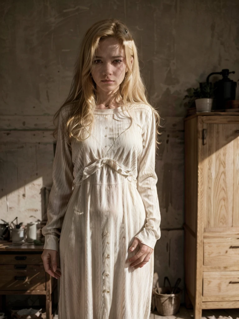 Woman, hair blonde , lowrise , standing, of Gabriela