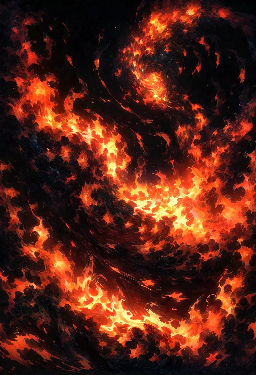 Close-up of flames on black background and black background, flame fractal, Highly detailed generative art, Flame texture, Complex overlay flame images, Hell Background, Abstract Painting. 8K, Fractal fire background, swirling flames in background, Smoke from paint, Fire, digital art 4k unsettling, There is smoke and fire, Houdini algorithmic generative art,fluid