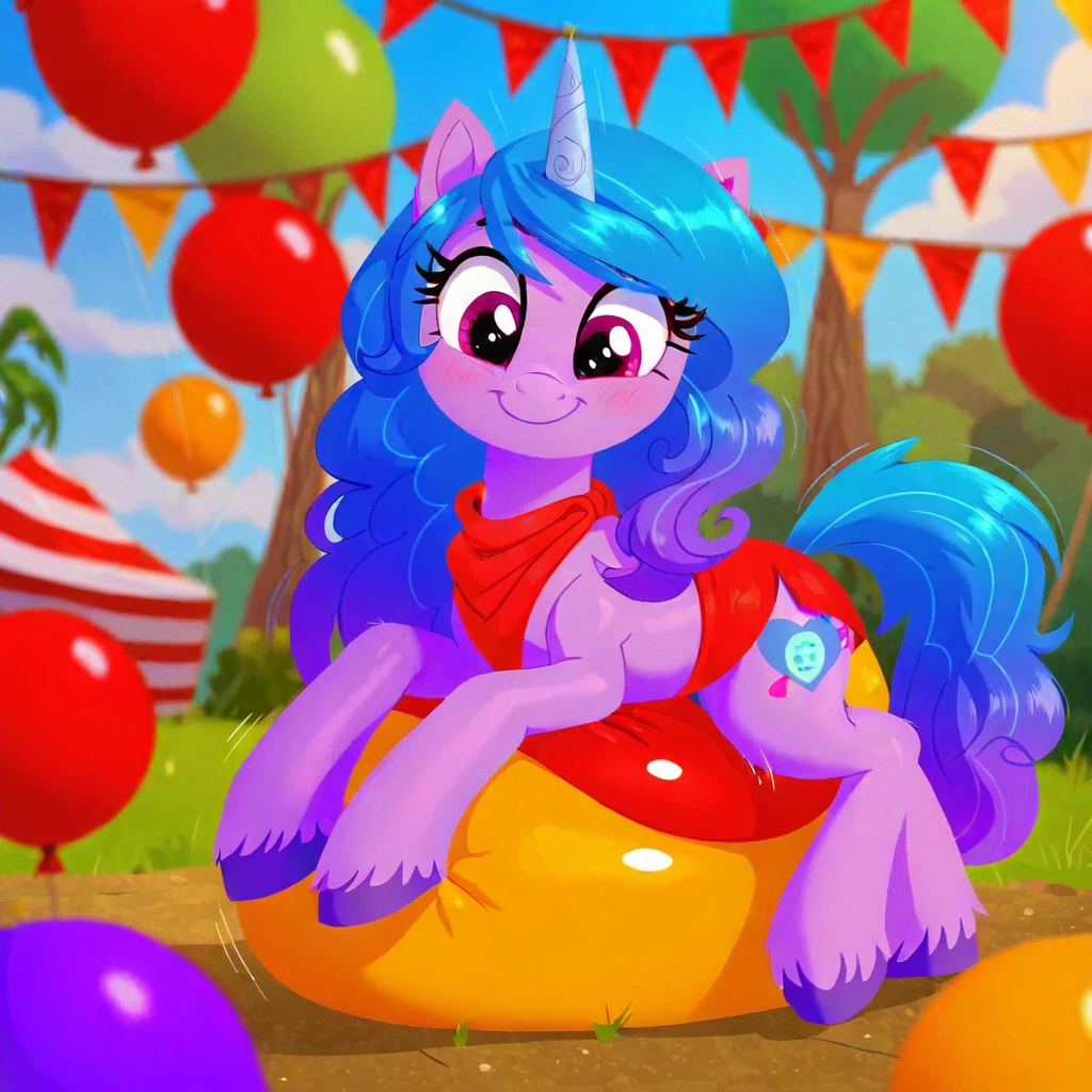 cinematic film still score_9, score_8_up, score_7_up, score_6_up, score_5_up, score_4_up, Digital art, cute,
Izzy Moonbow, earth pony, muscular, smirking, feral,
rating_questionable,
meadow,
(balloon fetish, looner, sitting on a balloon, balloon sitting:1.2),
(detailed balloon, one balloon, sitpop:1.3),
thick thighs, balloon fetish, sitting on a balloon, one balloon, too heavy,
(tied balloon, tight balloon, necked balloon:1.2),
foreshortening, depth of field, motion lines,
emphasis lines, impact emanata,
screencap, . shallow depth of field, vignette, highly detailed, high budget, bokeh, cinemascope, moody, epic, gorgeous, film grain, grainy
