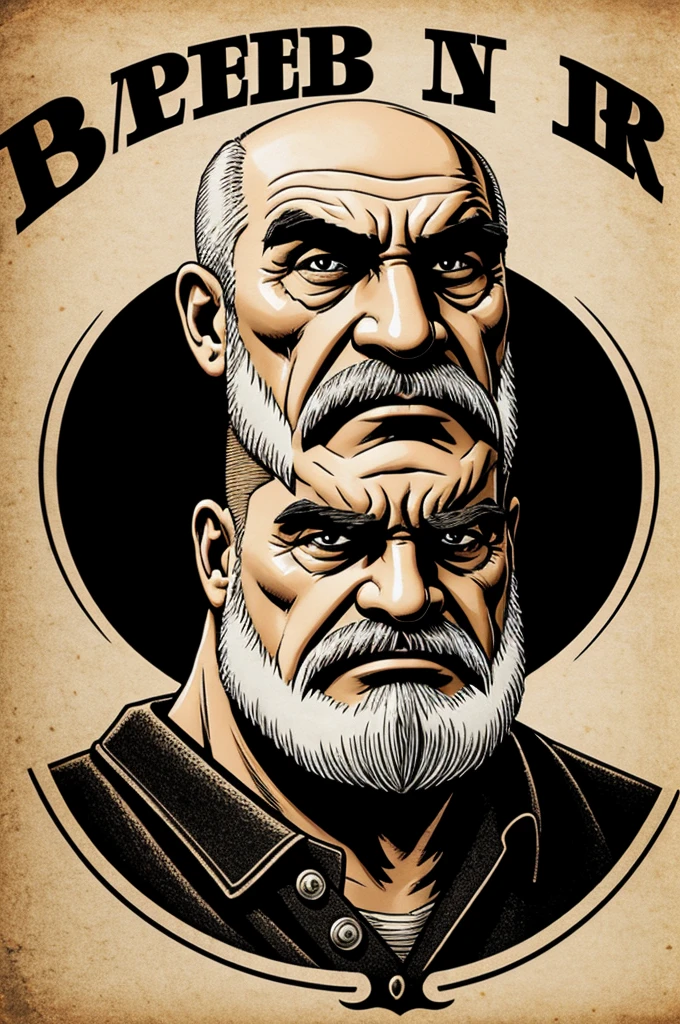 Barber logo, angry old man 

