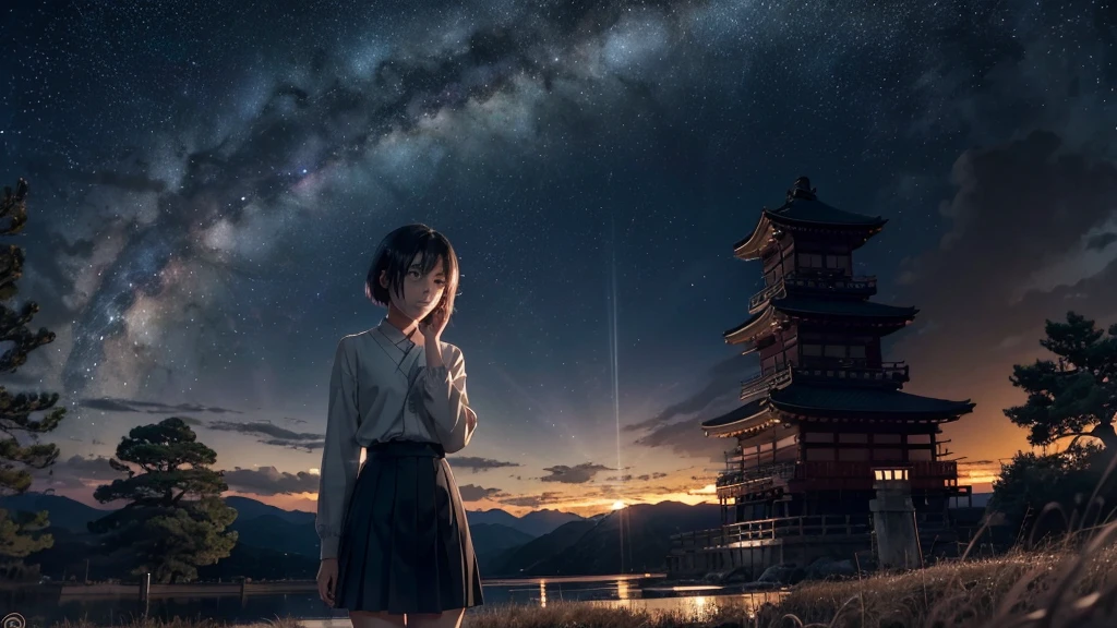 National Science Foundation,masterpiece,High resolution,refer to,Kyoto Animation Style,Your Name movie style,night,midnight,Light,(1 female: 1.3),(alone: 1.4),Long eyelashes,Thin legs,Short Bob,Sexy pose,Nothing to wear,close,Close-up,nightstarry sky,Eyes as deep as the starry sky,Blushed,Open your mouth,(tear up)