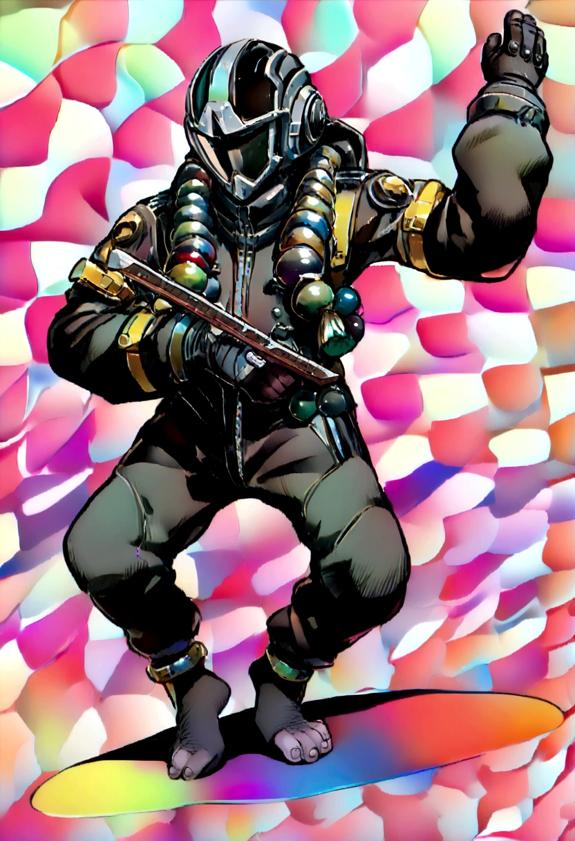 perfect proportions, anatomically correct, (head to toe: 2.0), (full body image: 2.0), solo, (Casshern: 1.6), extremely stylized, deviant art, masterpiece, highly detailed, detailed eyes, expressive detailed eyes, detailed pupils, futuristic, ((1950s scifi helmet)), ((pointy helmet)), Rubber Gloss, (flightsuit:1.4), big boots, entire body image, full body shot, nvinkpunk, professional photograph of alexander_skarsgard, tassles, large beads, (large tassels), cyberpunk, inkpunk, paint platter, ink splatter, (action pose:1.0), ((holding a sword))