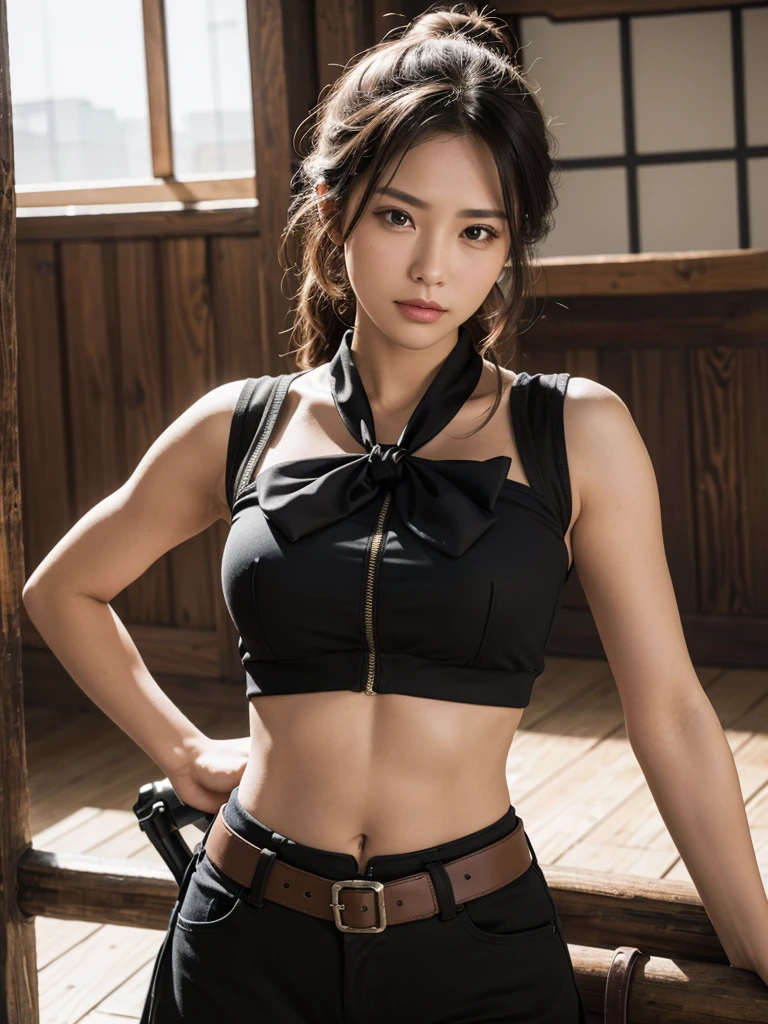 Mercenary, bow in hand, very beautiful face, shot to the hip,