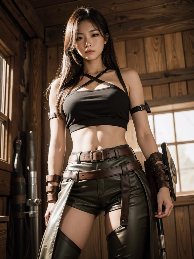 Mercenary, bow in hand, very beautiful face, shot to the hip,