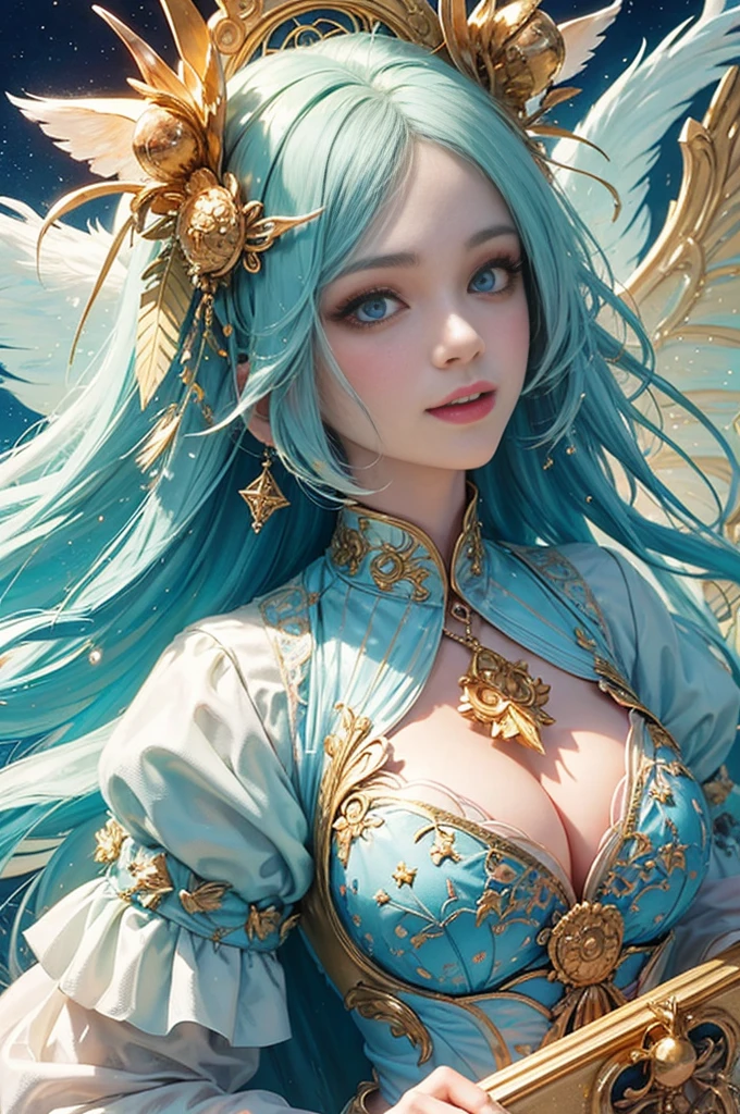 Best quality, best quality, beautiful and aesthetic, one fairy girl, very delicate, fractal art, colorful, supremely delicate, zentangle, dynamic pose, fantastic abstract background, sexy traditional dress, shiny skin, rainbow hair, many colors, upper body, smiling

Fantasy art, luminism, fantasy acrylic, digital painting, brave fox. Close-up of a big winged fox with magical fantasy white fur, magical creature made of flowers, birds, moon and star colors, big reflective eyes, colorful paint fantasy style, paint drops, color waves, close-up portrait, color drip, fairy tale, dynamic lighting, art station, masterpiece, gold glitter, bubbles, transparent smoke, sun rays,