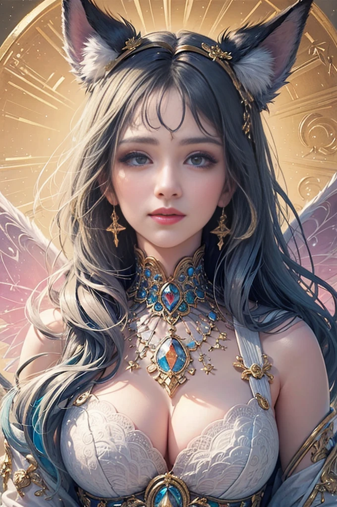 Beautiful Valkyrie,(best qualtiy,hyper HD, Masterpiece, 16k),Goose egg face,largeeyes,long eyelasher,There are precious stones on the forehead,Exquisite(live-action realistic style),Star-like eyes,Ultimate face,Photorealistic light and shadow,Clear facial features,Milky white skin,Fair skin, highdetailskin,Realistic skin details,Visible Pore,(Super detail),Petite body,Carmelto, full bodyesbian,She wears long loose black hair and reaches her waist,(hair flowing), Smoothness,Huge wings,Crystal wings,(Super detail),Wear a transparent silk cardigan dress,Beautifully decorated,((dynamicposes),sat on the ground,Legs slightly open),Be red in the face,((Dynamic background((Red lightning)),Fantasy space,Luxurious space,NSFW:1.07