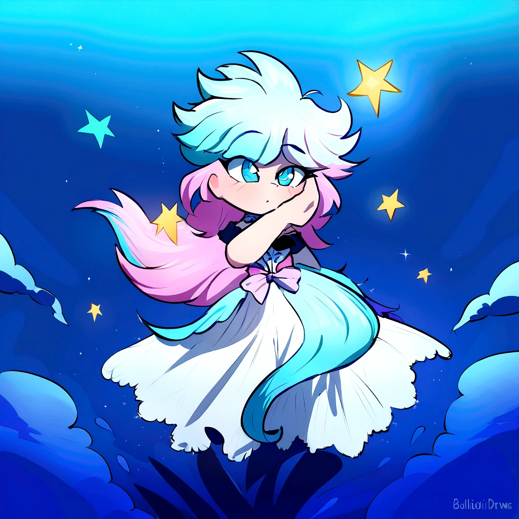 masterpiece, soft shading, perfect ???????, perfect lighting, perfect focus, vibrant, solo,  Ballad of the Starry Sea peppermint cookie, human, Micchi-Draws art style