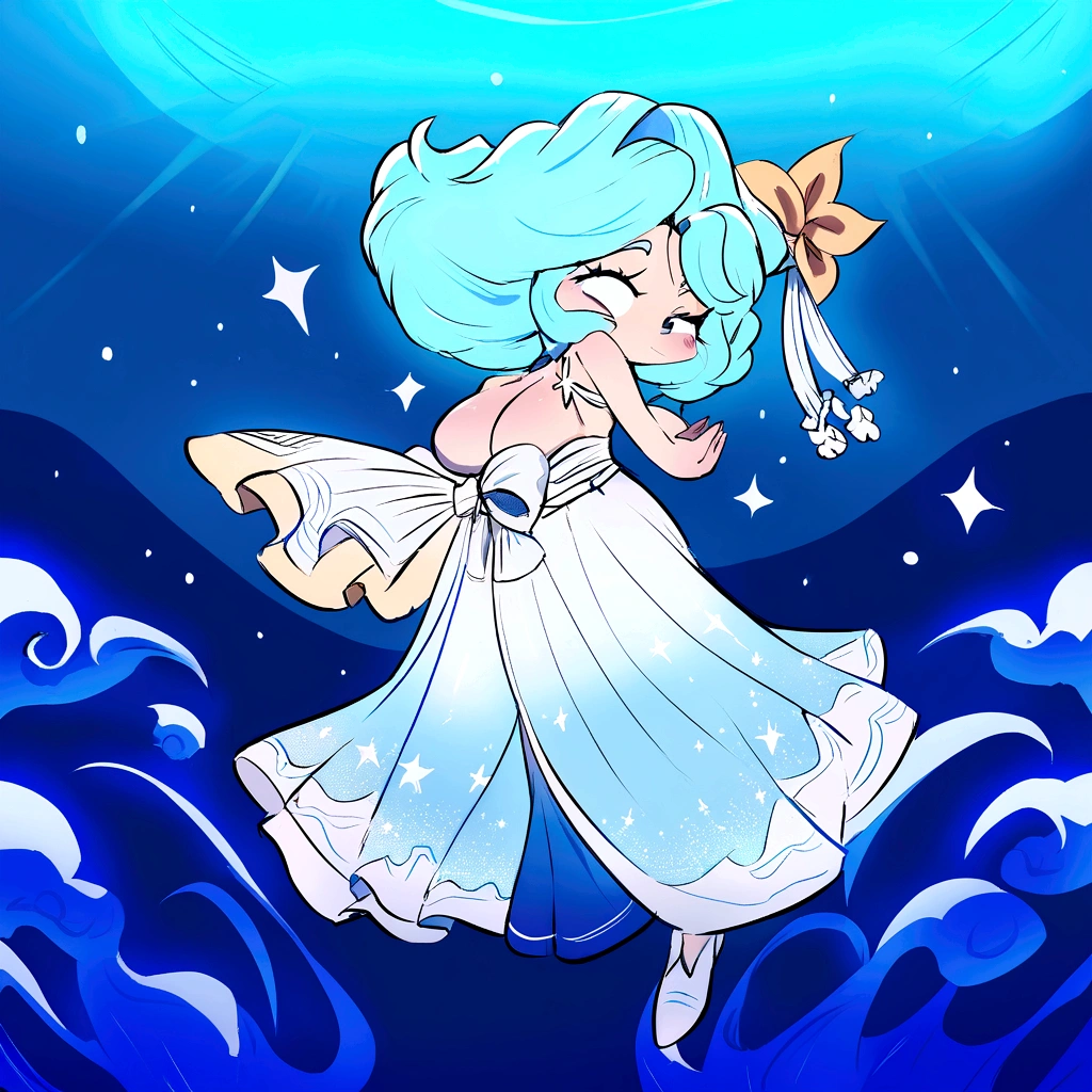 masterpiece, soft shading, perfect anatomy, perfect lighting, perfect focus, vibrant, solo, Ballad of the Starry Sea peppermint cookie, human, Micchi-Draws art style