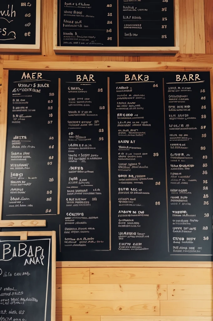Snack bar menu