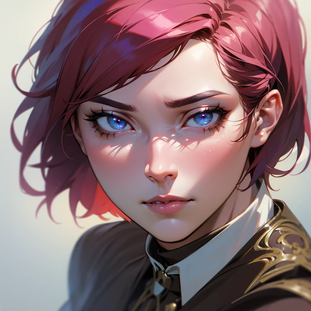 a muscular masculine man with short pink hair, wearing a gothic dress, androgynous face, (best quality,4k,8k,highres,masterpiece:1.2),ultra-detailed,(realistic,photorealistic,photo-realistic:1.37),extremely detailed eyes and lips,detailed skin and face,cinematic lighting,moody lighting,dramatic lighting,dramatic pose,detailed background,intricate pattern,vibrant colors