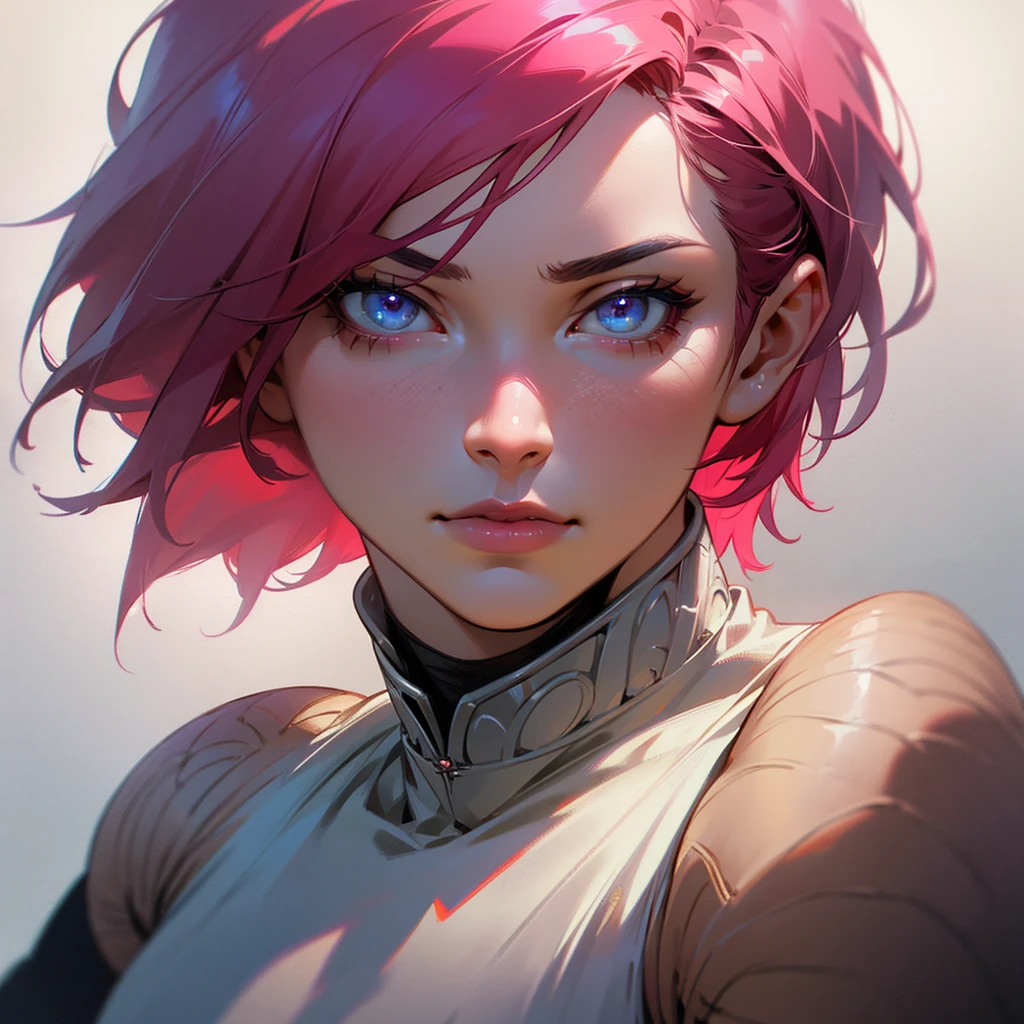 a muscular masculine man with short pink hair, wearing a gothic dress, androgynous face, (best quality,4k,8k,highres,masterpiece:1.2),ultra-detailed,(realistic,photorealistic,photo-realistic:1.37),extremely detailed eyes and lips,detailed skin and face,cinematic lighting,moody lighting,dramatic lighting,dramatic pose,detailed background,intricate pattern,vibrant colors