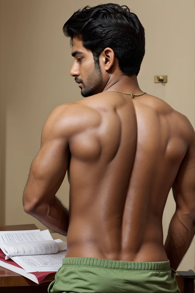 Boy scratching his back with Upsc notes
