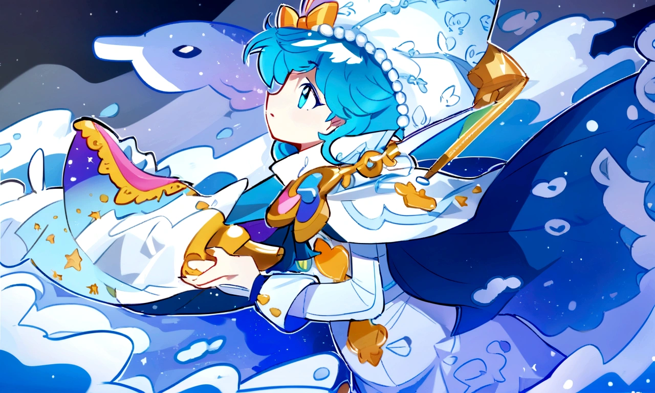 masterpiece, soft shading, perfect anatomy, perfect lighting, perfect focus, vibrant, solo, Ballad of the Starry Sea peppermint cookie, human, Micchi-Draws art style