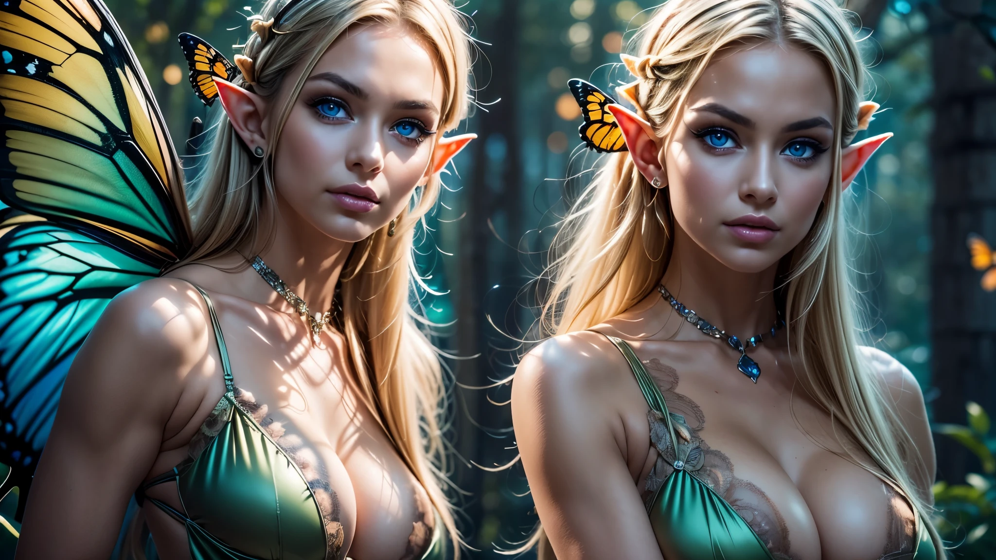 Beautiful, Amazing face and eyes, makeup, (extremely detailed beautiful face), Blonde, (sexiest look), (Beautiful :1.3), (Best Quality:1.4), (Ultra-detailed), (extremely detailed CG unified 8k wallpaper), Highly detailed, RAW Photos, Professional Photography, (silk  lace:1.3), full body, sitting, (Spread your legs), (:1.4), plein air, Illumination, (Super fancy photos:1.4), (Dazzling light), Radiant Photography, depth of fields, (Glowing blue eyes), (realistic elf ear), (castle, fantasy setting), ((orbs)), massive butterfly wings, flowing butterfly wings, 