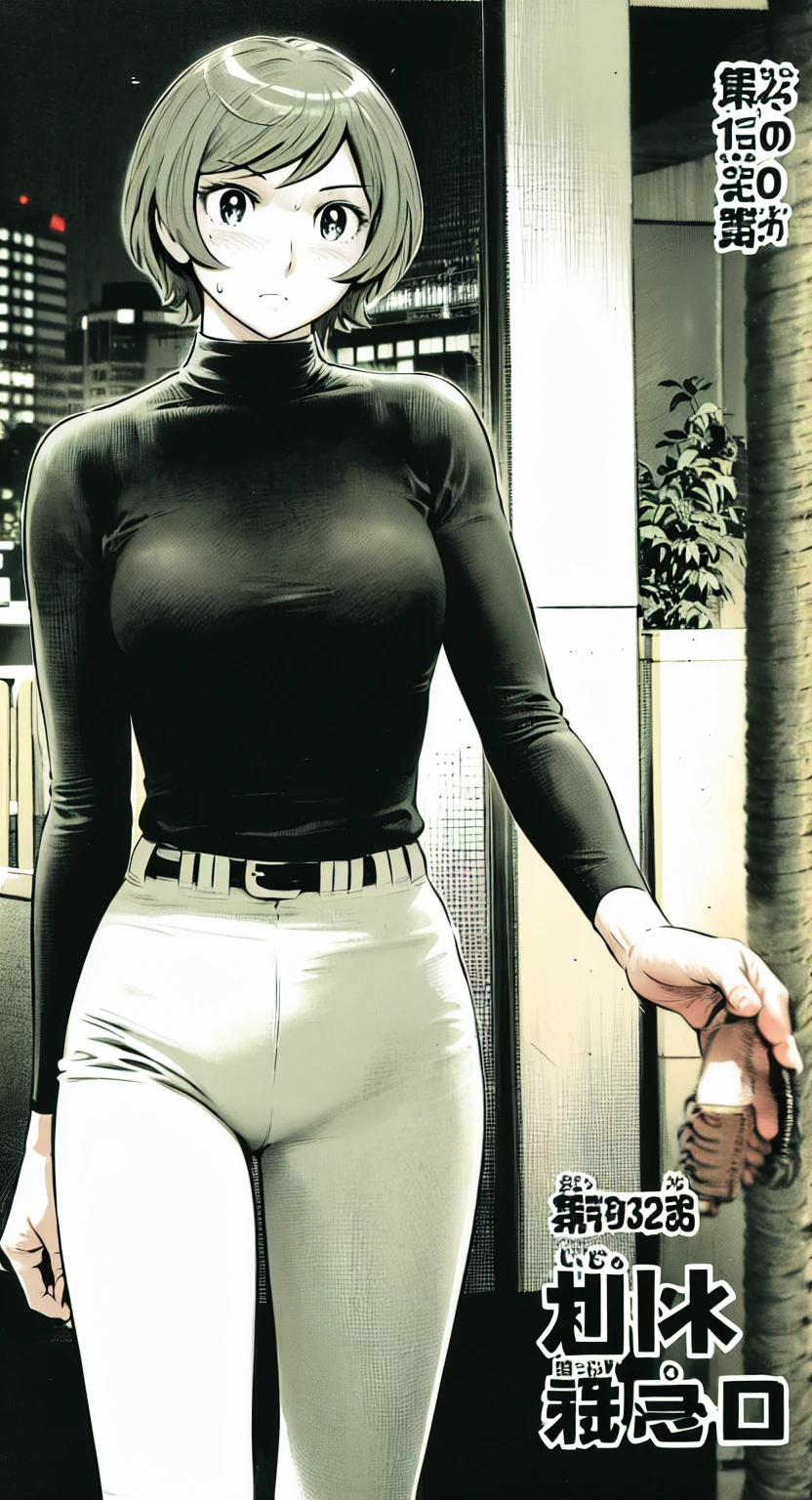 (野球uniform:1.2),
Blonde Hair, (short hair:1.2),Long sleeve, Black Shirt, turtleneck,White trousers、uniform、Black belt、((Illustration of people))、Big Boobs、
View Audience,, (Highest quality:1.3),One Girl, White pants、uniform、Outdoor、baseball ground、ground、soil、blue eyes、Tight black shirt、(masterpiece、Highest quality)、Highest quality, Ultra-high resolution, (((masterpiece))), alone, Sweat、Big eyes、Big Breasts、One Girl, Front view、Embarrassed face、Bronze colored hair、((short hair))、Stand up straight、Cowboy Shot