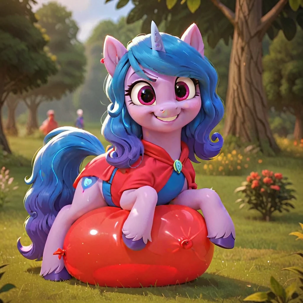 cinematic film still score_9, score_8_up, score_7_up, score_6_up, score_5_up, score_4_up, Digital art, cute,
Izzy Moonbow, earth pony, muscular, smirking, feral,
rating_questionable,
meadow,
(balloon fetish, looner, sitting on a balloon, balloon sitting:1.2),
(detailed balloon, one balloon, sitpop:1.3),
thick thighs, balloon fetish, sitting on a balloon, one balloon, too heavy,
(tied balloon, tight balloon, necked balloon:1.2),
foreshortening, depth of field, motion lines,
emphasis lines, impact emanata,
screencap, . shallow depth of field, vignette, highly detailed, high budget, bokeh, cinemascope, moody, epic, gorgeous, film grain, grainy