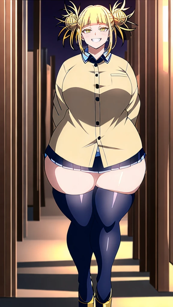 1girl, office, shirt, (angry), ((hourglass figure)), black tights, (from below), looking at viewer, ((thick thighs)), ((pussy))