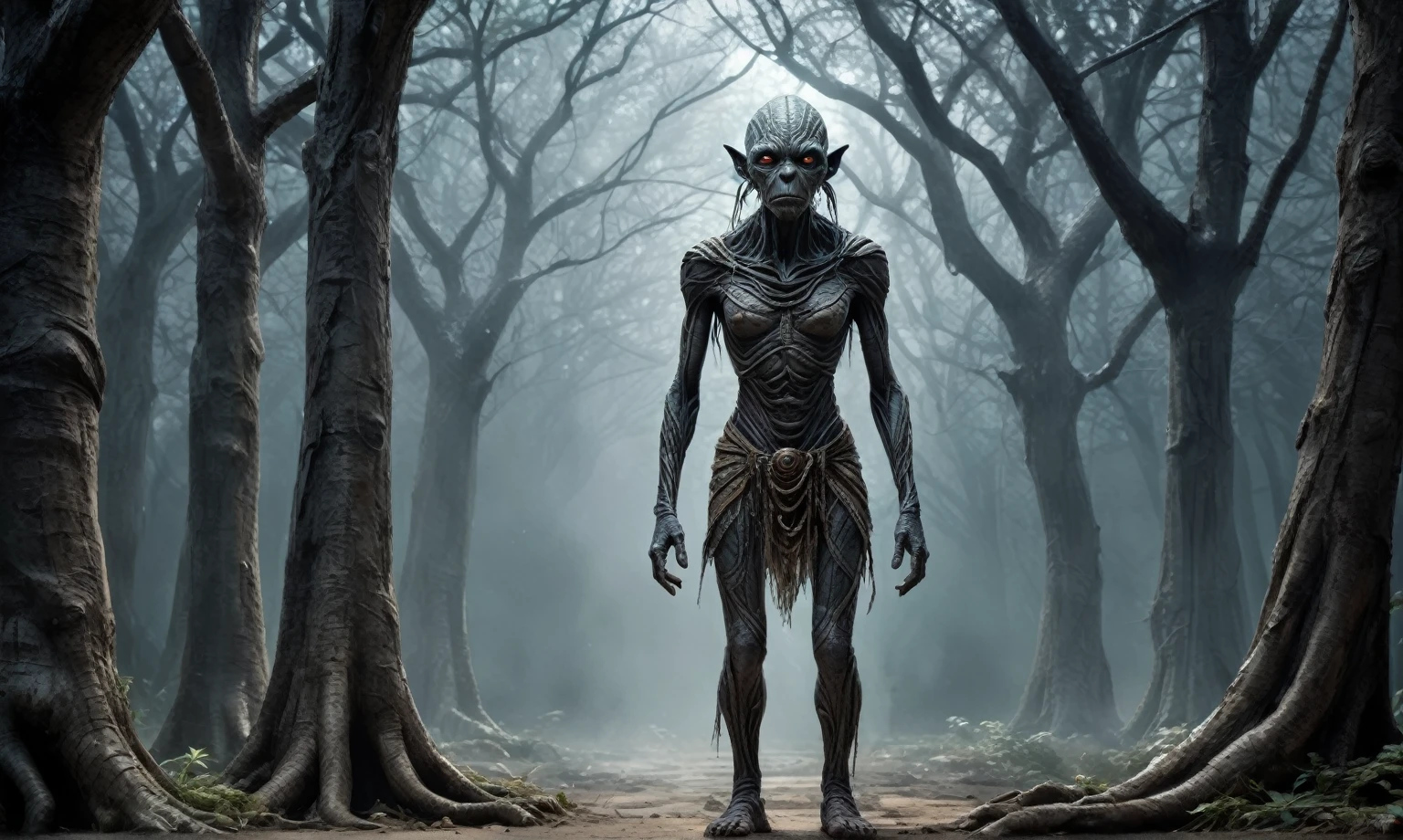 full body length shot,beggar niobium graphite mummy of Alien Entity,native africa sparas, wants eat,survival in criminal city ,Cinematic,soft colors, Technicolor,natural skin textures, hyper realism, hyper detailed,Extremely detailed,High contrast,Masterpiece,Realistic,Ultra Detailed, intricate details,realistic humid leather,extremly intricate,Epic Realistic, cinematic style, irina yermolova,high contrast,hdr,extremely detailed, deep night landscape,masterpiece, intricate details, eyes extremely detailed, high detailed eyes,8k resolution,retina, Nikon Z9,Korea,orc,perfect, Elf,transition between two art styles, Double contact, X-ray, Creative, vivid light, fantasy, Abstract, Surrealism, super detailed, high resolution, trap against fairies between trees,insanity wear