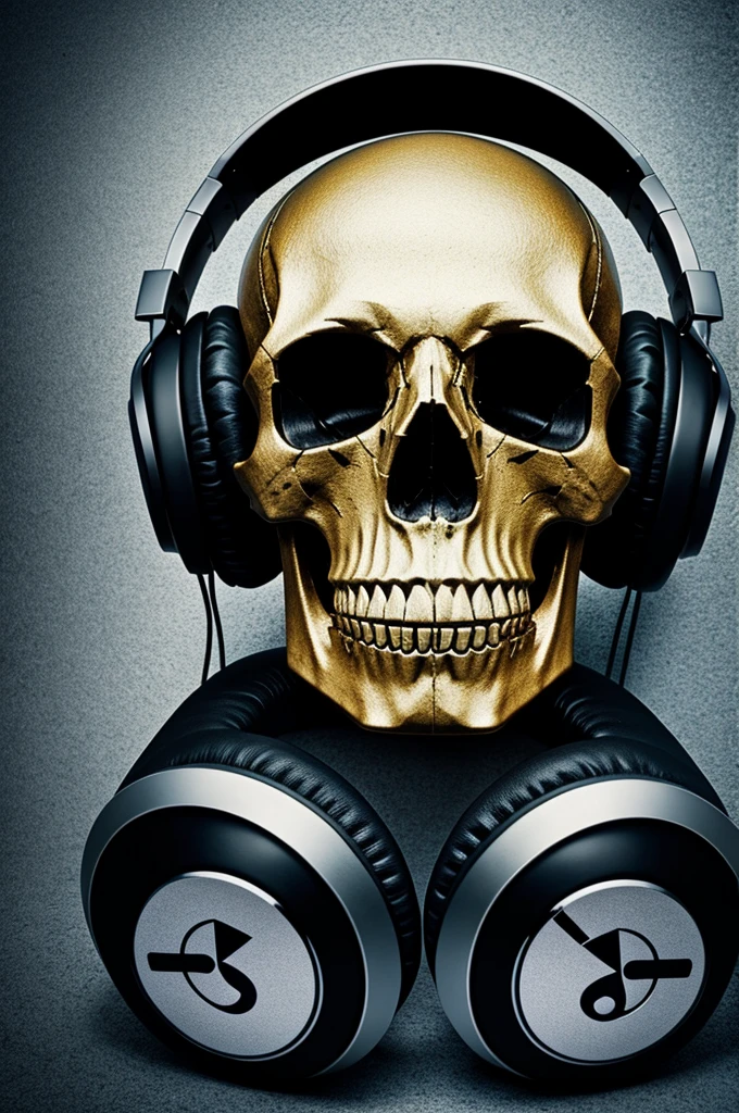 Skull with dj headphones
