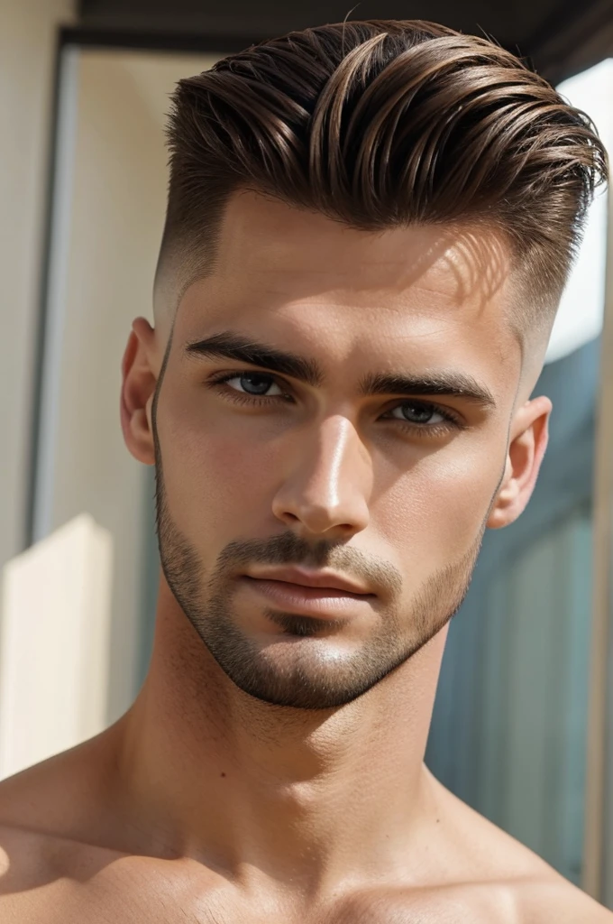 A handsome guy selfie quiff haircut 