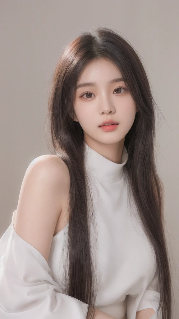 araffed asian woman Long hair wearing a white top, Nam Jae-yeon, Beautiful young Korean woman, Korean Girl, Ulzan, Beautiful Korean woman, Young and beautiful Korean woman, Portrait of a Korean female idol, Young and cute Korean face, Soft portrait shots 8 k, Cui Xianhua, Shin Jin Hye, Long hair, Lee Ji-eun