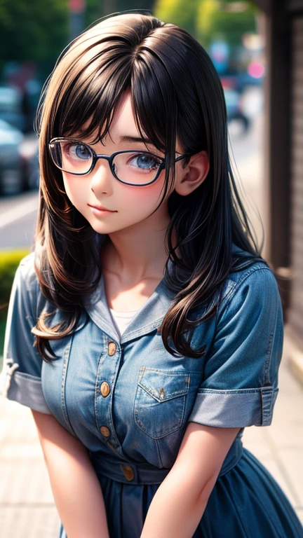 View your audience,high school girl,Leaning forward,(Random cute clothes),(Random animation pose),(Thin type),(Large Breasts),(Random hairstyle),(Best image quality, (8K), Ultra-realistic, 最high quality, high quality, High resolution, high qualityの質感, Attention to detail, Beautiful details, Fine details, Extremely detailed CG, Detailed Texture, Realistic  expressions, masterpiece, in front),(Wearing glasses:1.1)