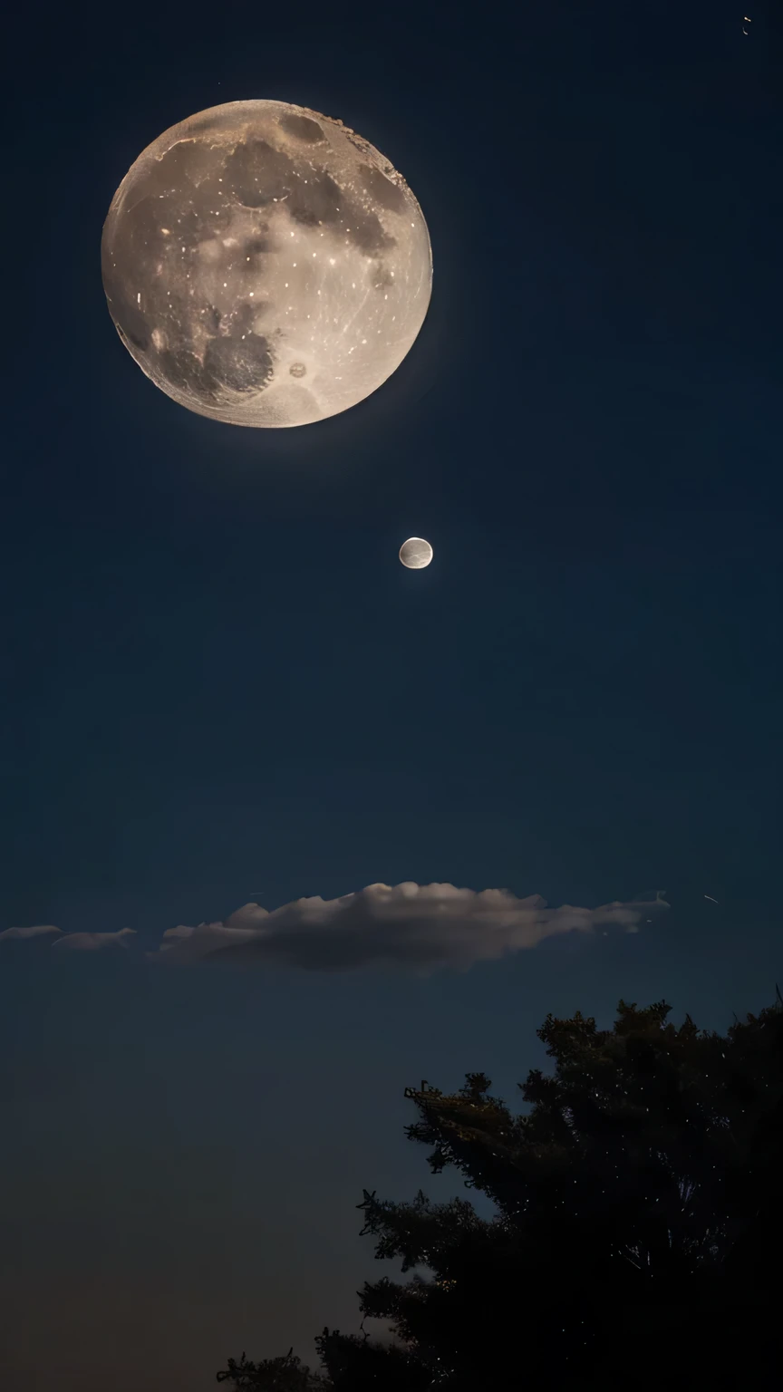 Full Moon,The moon is big and round,There are a few faint clouds next to it, which are also illuminated by the moonlight.,very beautiful,Only the sky has no other impurities