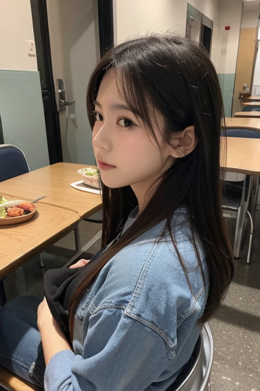 1girl, one person, lunch