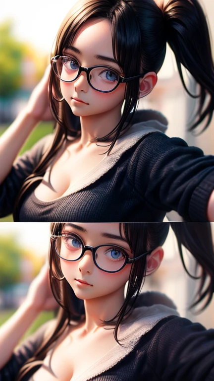 View your audience,Leaning forward,(Random cute clothes),(Random animation pose),(Thin type),(Large Breasts),(Random hairstyle),(Best image quality, (8K), Ultra-realistic, 最high quality, high quality, High resolution, high qualityの質感, Attention to detail, Beautiful details, Fine details, Extremely detailed CG, Detailed Texture, Realistic facial expressions, masterpiece, in front),(Wearing glasses:1.1)