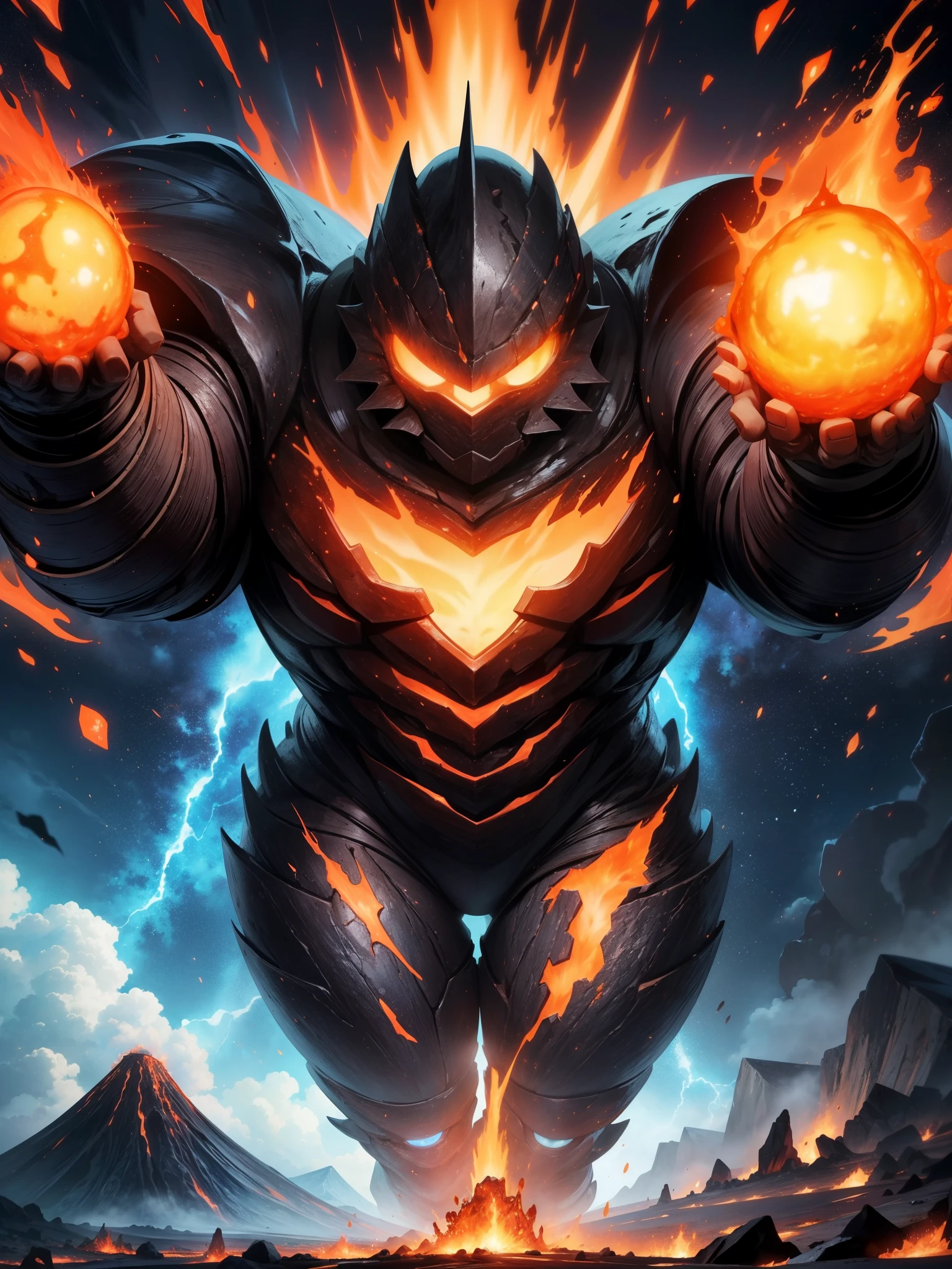マグマ火山🌋の内部から生まれたマグマゴーレムは、It is a huge being covered in armor made of lava.。Its appearance, also known as a magma rock doll, is、It was like a giant the size of a mountain range.、Gives the viewer an overwhelming sense of intimidation。
The body of the Magma Golem is、Red-hot lava flows constantly、Burns everything it touches。The armor is、It is made up of cooled and solidified lava.、Very hard、Cannot be hurt by normal attacks。Therefore、Magma Golems boast overwhelming defensive power.、Defying all attacks。
Also、The Golem's huge limbs、It can freely change shape by taking advantage of the fluidity of lava.。This、Reaching out to grab an enemy、Can slam into the ground to create shock waves。Due to the characteristics of magma as a rock doll、Maintains its shape even in the harshest environments、Demonstrate the power to overwhelm the enemy。
The size of the mountain range、Beyond mere physical size、Affects the surrounding terrain and environment。Every time the magma golem moves、The ground is shaking、Volcanic activity may increase。Its existence itself is a threat to nature.、Its power is beyond human control.。
This golem reigns over the top of the magma volcano.、It is truly a fearsome presence that embodies the power of nature.、Those who have seen it will never forget it.