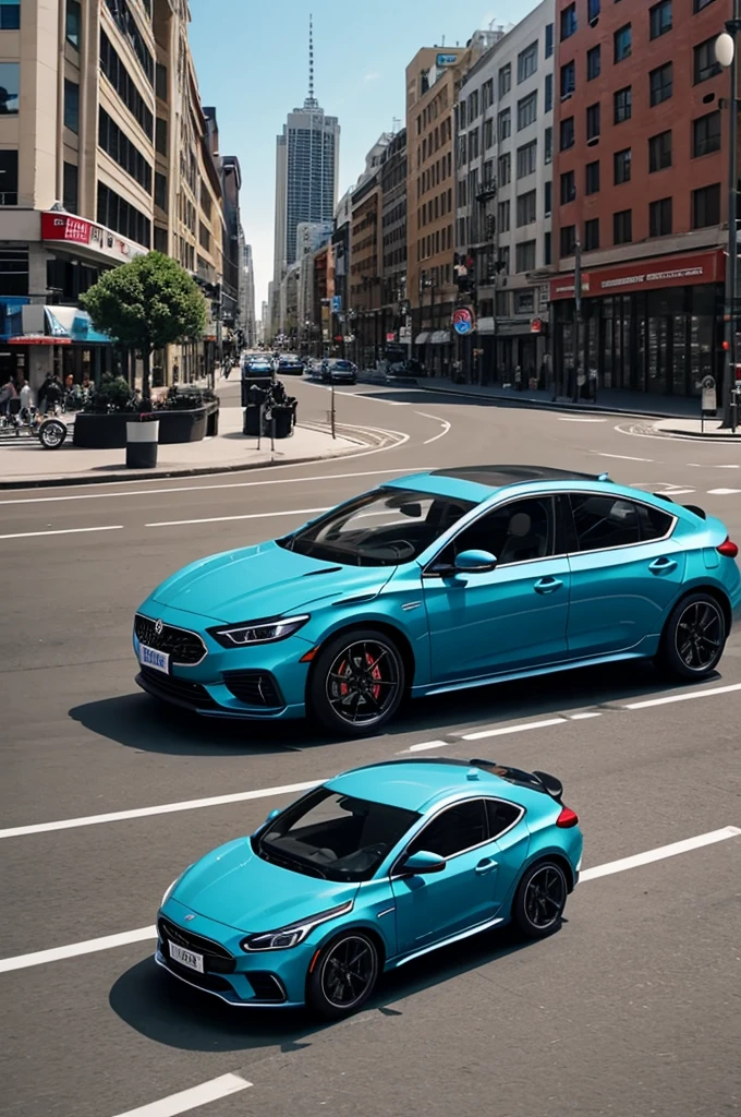 Generate a video of a latest model car driving around the city in different places