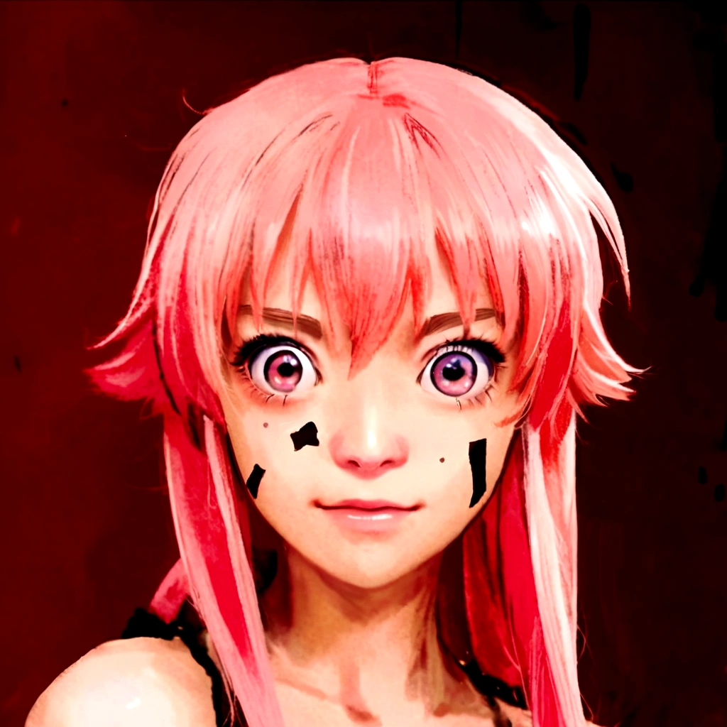 anime girl with rosa hair and rosa eyes staring at the camera, Mirai Nikki, Chica anime llamada Gasai Yuno, Gasai Yuno, Gasai Yuno, ((rosa)), as an cartoon character, in an anime style, cartoon character, in the art style of 2000s anime, hyperrealistic anime style, Gapmoe Yandere, rosa twintail hair and hyperrealistic eyes