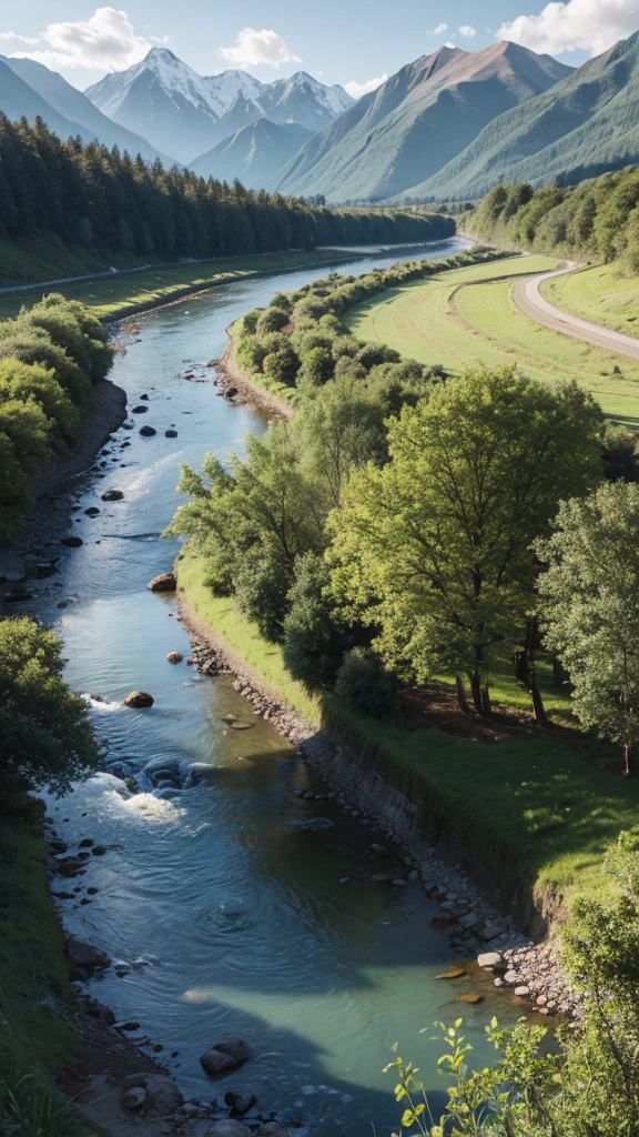Landscape scenery mountains rural river scenery