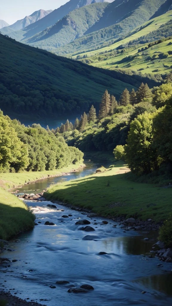 Landscape scenery mountains rural river scenery